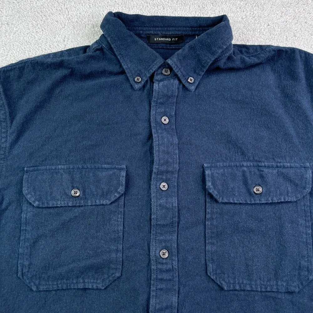 Banana Republic Shirt Mens XL Navy Blue Heavy Flannel Standard Redwood Utility
